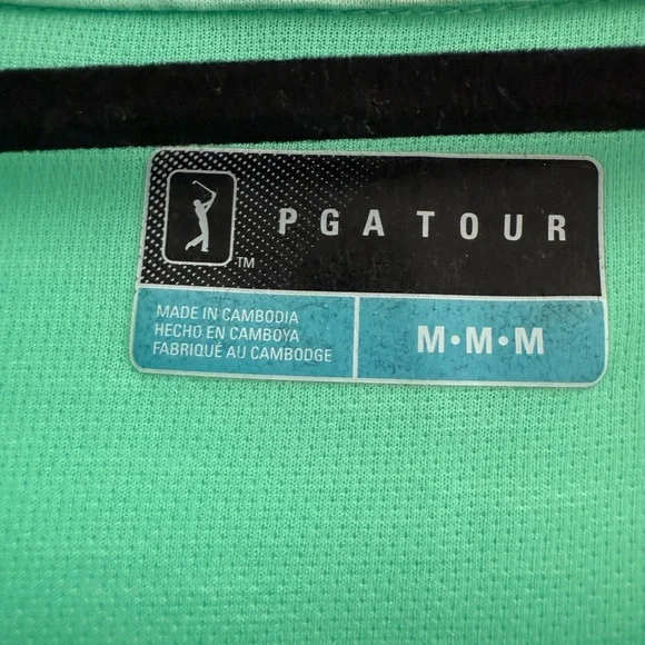 PGA Tour Mint Men's Green Short Sleeve Collar Polo Golf Casual Shirt Medium - Picture 2 of 8